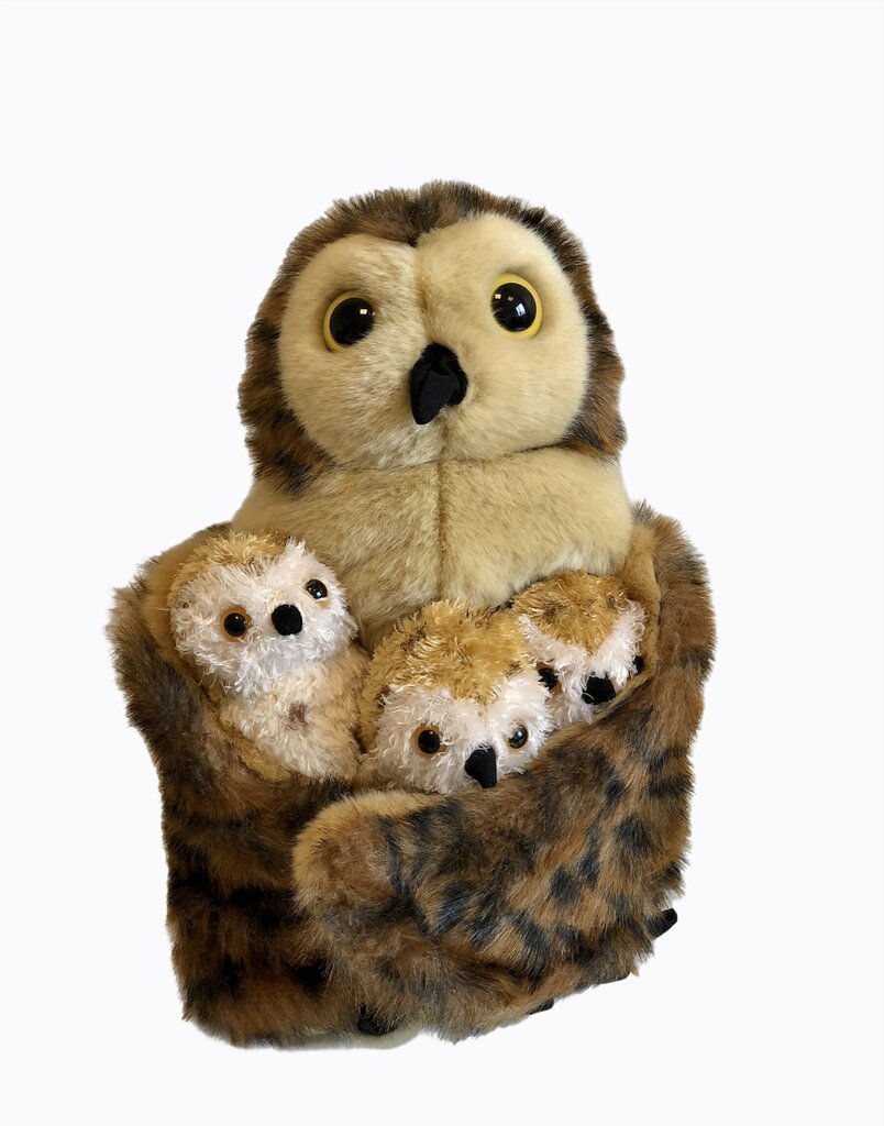 Rankų lėlė Pelėda su trimis kūdikiais The Puppet Company PC003025 Mammy Owl and Three Owlets Puppet Set kaina ir informacija | Minkšti (pliušiniai) žaislai | pigu.lt