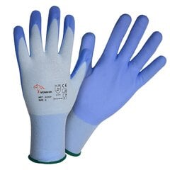 Голубые рабочие перчатки с латексным покрытием цена и информация | Pirštinės darbui sode M/25cm | pigu.lt