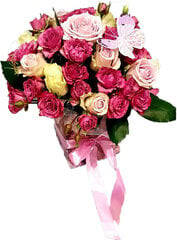 Įvairių rožių gėlių dėžutė kaina ir informacija | Gyvos gėlės | pigu.lt