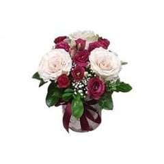 Rožių ir eustomų gėlių dėžutė kaina ir informacija | Gyvos gėlės | pigu.lt