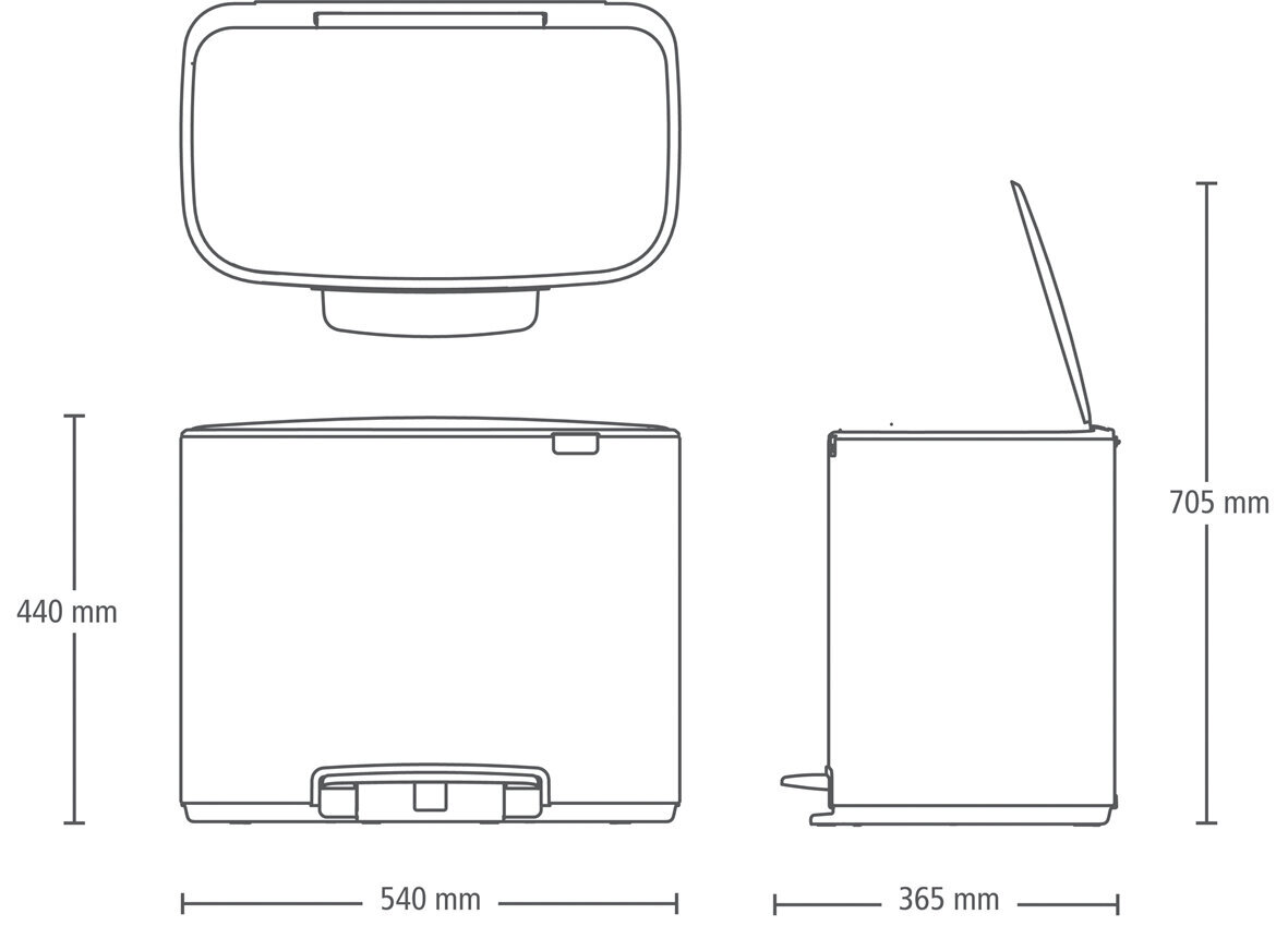 Brabantia šiukšliadėžė Bo, 11+23 l, balta kaina ir informacija | Šiukšliadėžės | pigu.lt
