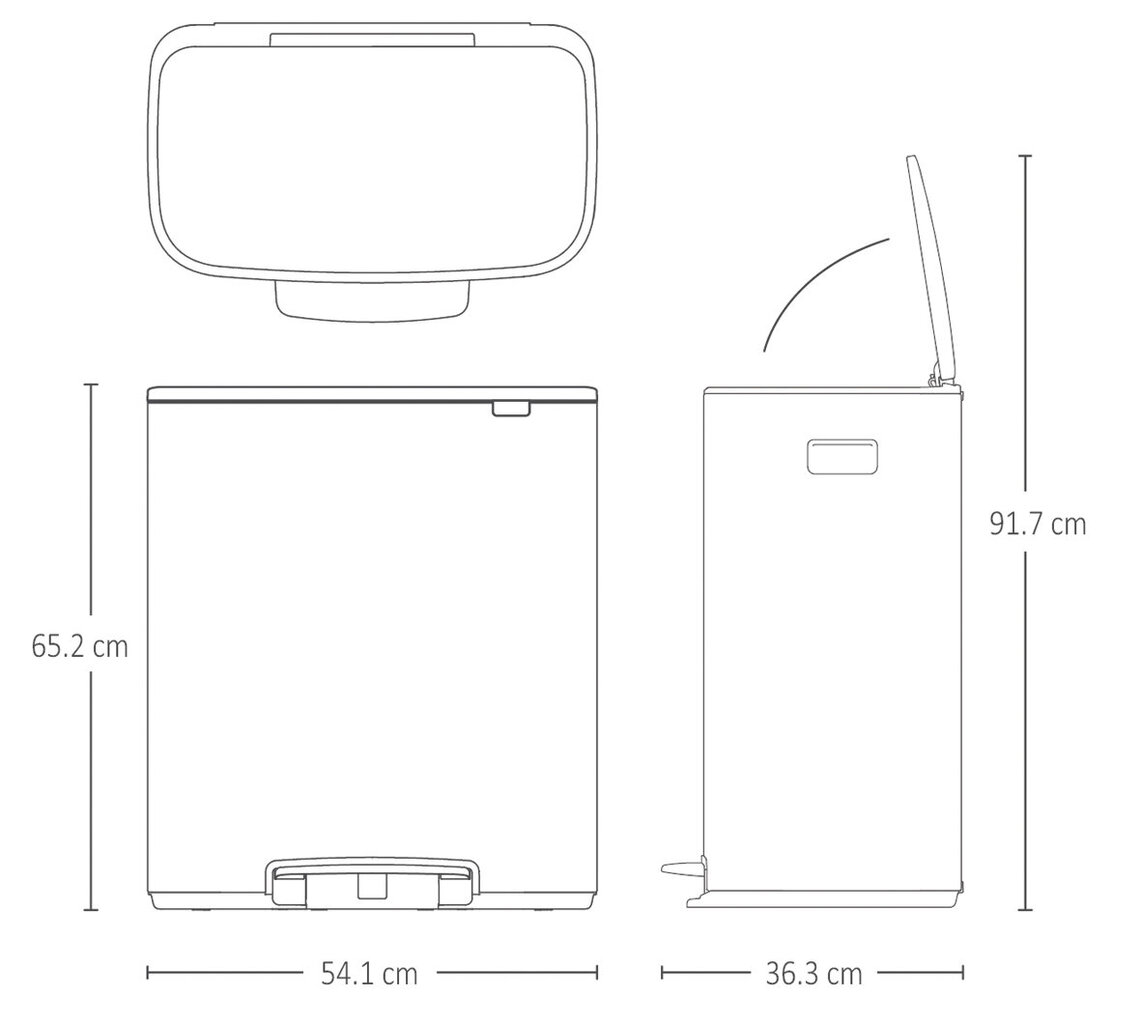 Brabantia šiukšliadėžė Bo, 2x30 l, ruda kaina ir informacija | Šiukšliadėžės | pigu.lt