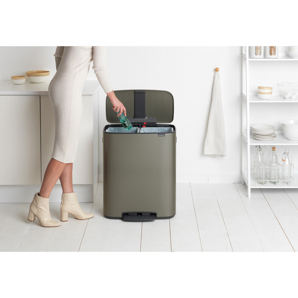 Brabantia šiukšliadėžė Bo, 2x30 l, ruda kaina ir informacija | Šiukšliadėžės | pigu.lt