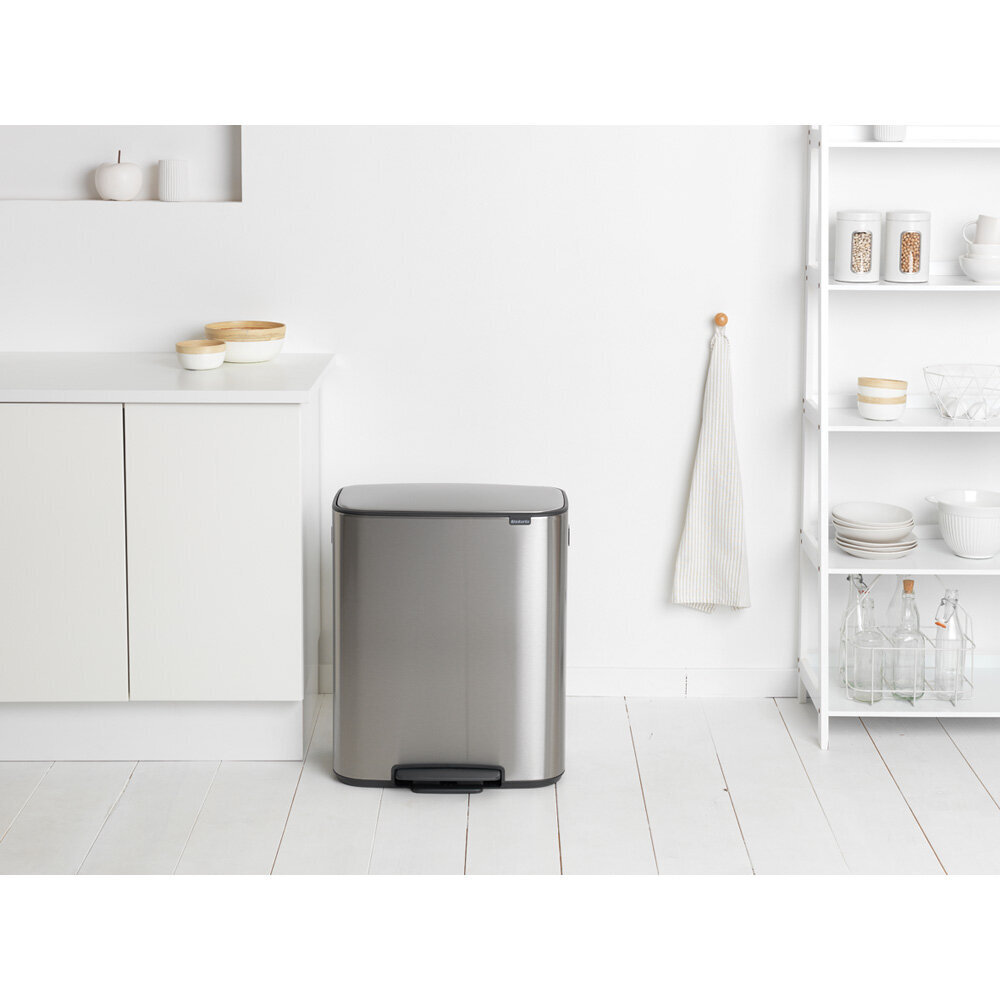 Brabantia šiukšliadėžė Bo, 2x30 l, pilka цена и информация | Šiukšliadėžės | pigu.lt