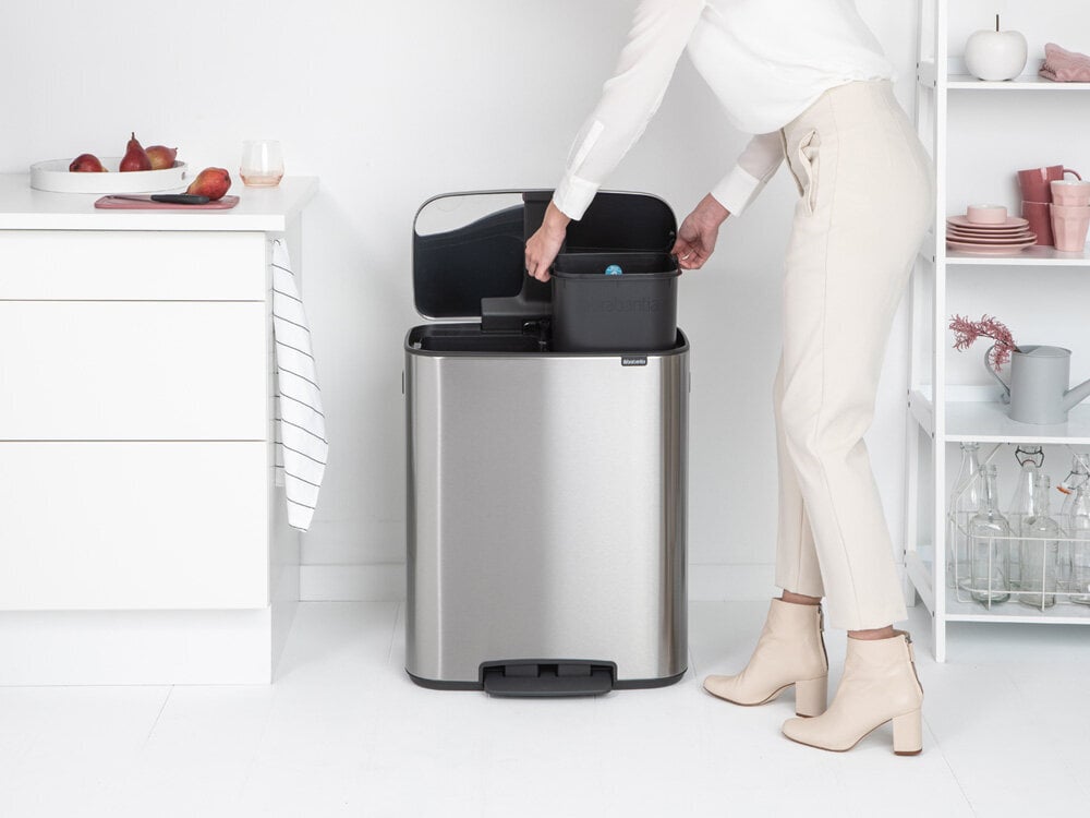 Brabantia šiukšliadėžė Bo, 2x30 l, pilka цена и информация | Šiukšliadėžės | pigu.lt