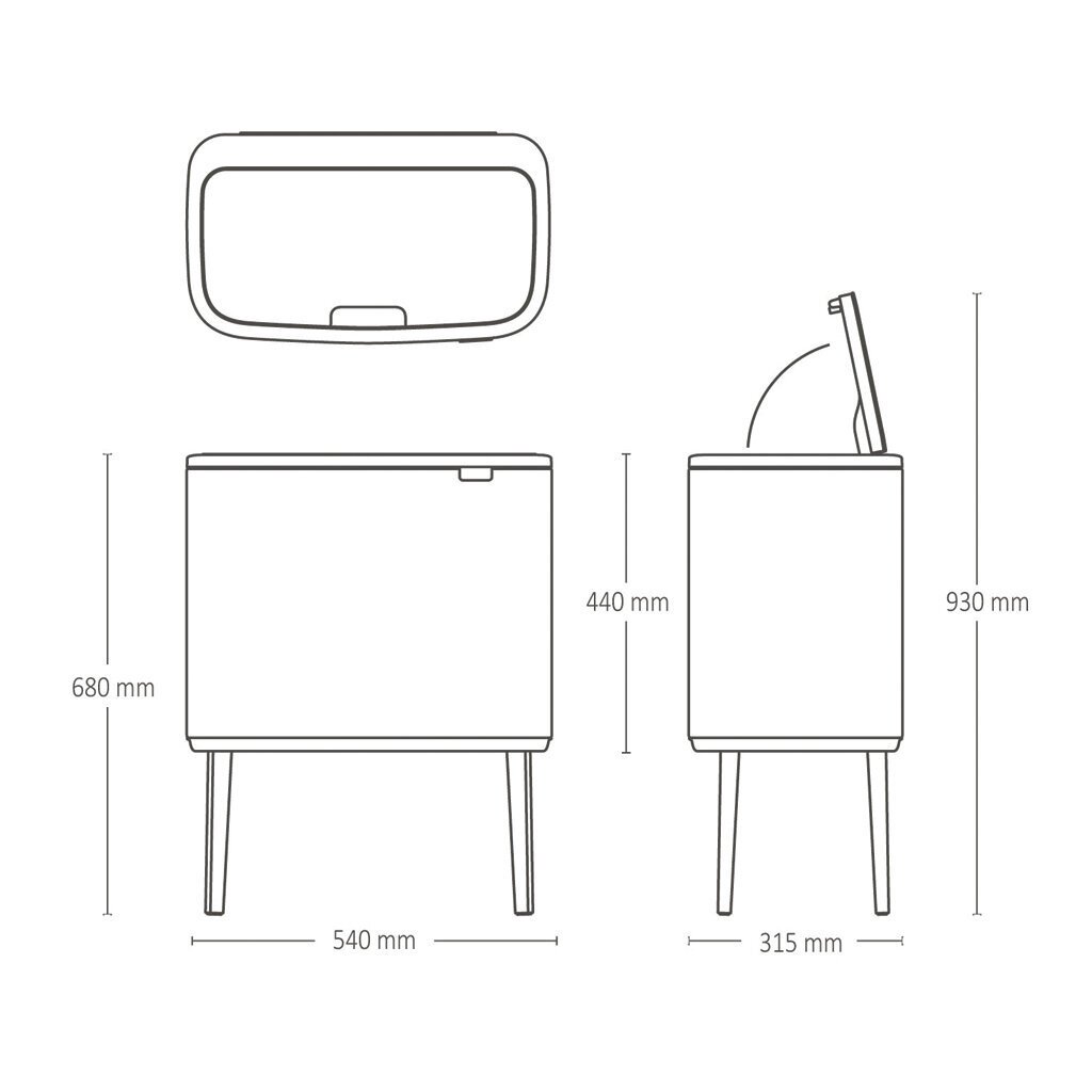 Brabantia šiukšliadėžė Bo Touch Bin, 36 l, balta kaina ir informacija | Šiukšliadėžės | pigu.lt