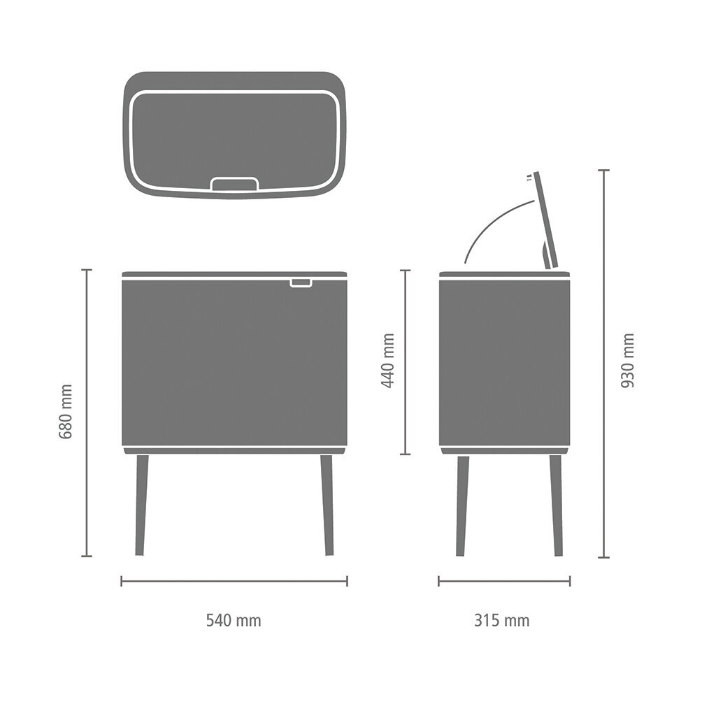 Brabantia šiukšliadėžė Bo Touch Bin, 36 l, balta цена и информация | Šiukšliadėžės | pigu.lt