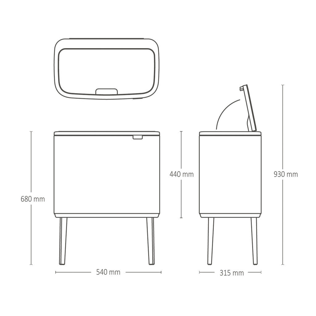 Brabantia šiukšliadėžė Bo Touch Bin, 3x11 l, balta цена и информация | Šiukšliadėžės | pigu.lt