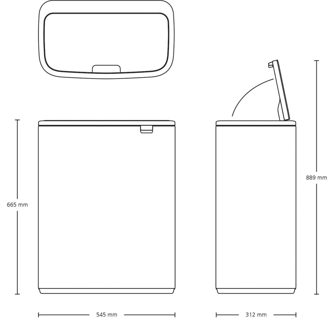 Brabantia šiukšliadėžė Bo Touch Bin, 60 l, ruda kaina ir informacija | Šiukšliadėžės | pigu.lt