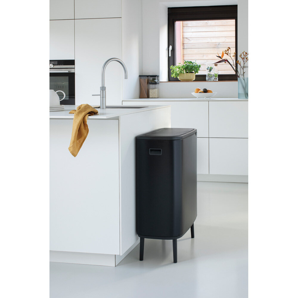 Brabantia šiukšliadėžė Bo Touch Bin Hi, 2x30 l, juoda kaina ir informacija | Šiukšliadėžės | pigu.lt