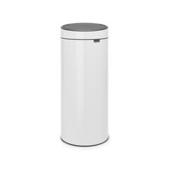 Brabantia šiukšliadėžė Touch Bin, 30 l, balta kaina ir informacija | Šiukšliadėžės | pigu.lt