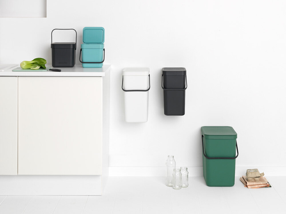 Brabantia šiukšliadėžė Sort&Go, 16 l, balta kaina ir informacija | Šiukšliadėžės | pigu.lt