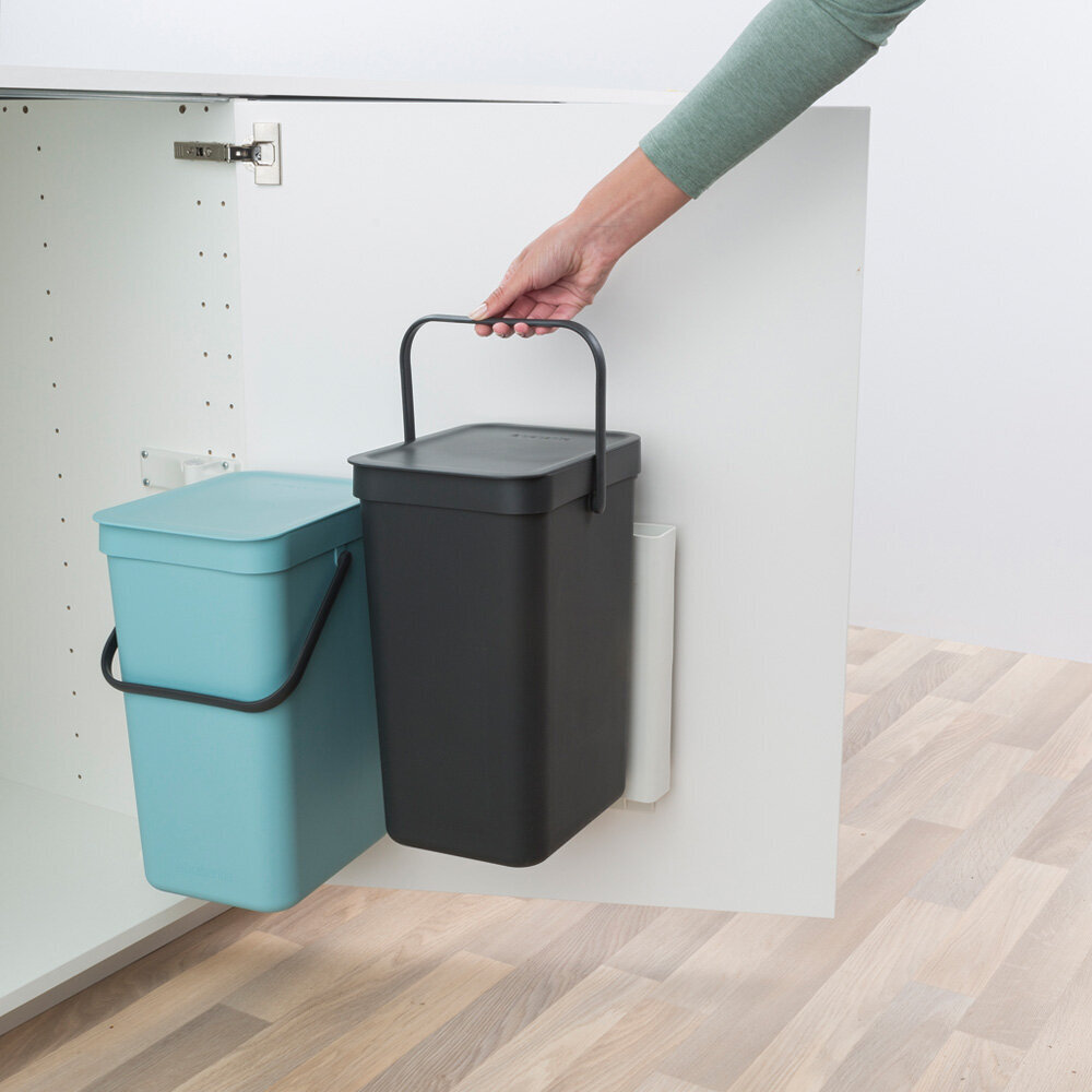 Brabantia šiukšliadėžių komplektas Sort&Go, 2x12 l, pilkas/mėlynas цена и информация | Šiukšliadėžės | pigu.lt