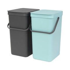 Встраиваемые мусорные ведра Sort & Go (2 x 16 л) Mint & Grey цена и информация | Мусорные баки | pigu.lt