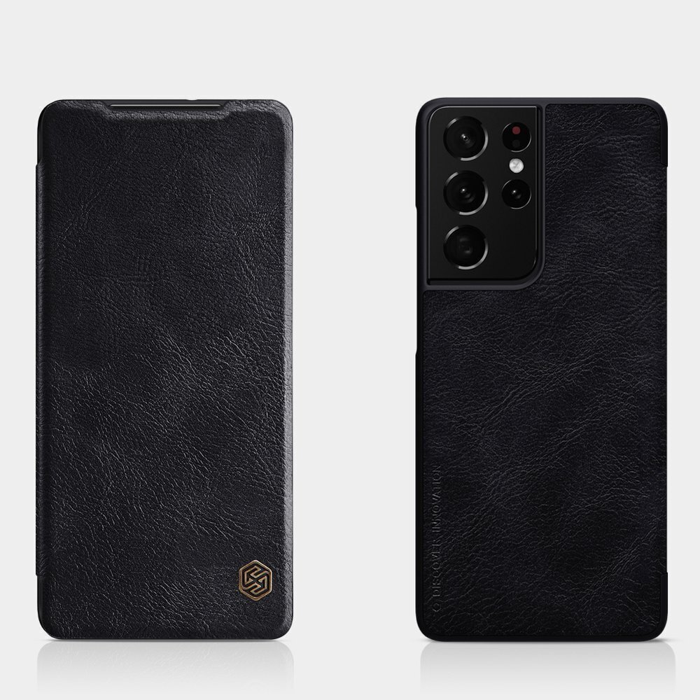 Nillkin Qin original leather dėklas skirtas Samsung Galaxy S21 Ultra 5G, juoda цена и информация | Telefono dėklai | pigu.lt