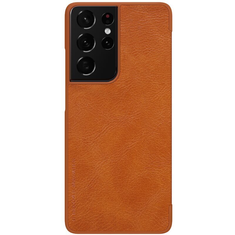 Nillkin Qin original leather dėklas skirtas Samsung Galaxy S21 Ultra 5G, ruda kaina ir informacija | Telefono dėklai | pigu.lt