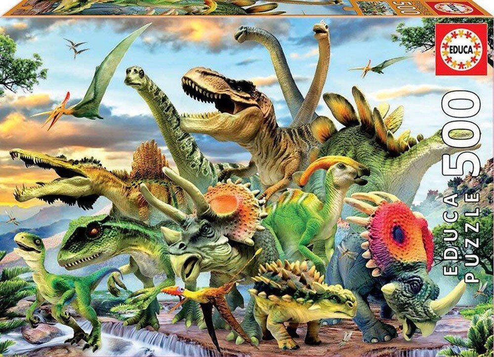 Dėlionė Dinozaurai, 500 detalių kaina ir informacija | Dėlionės (puzzle) | pigu.lt