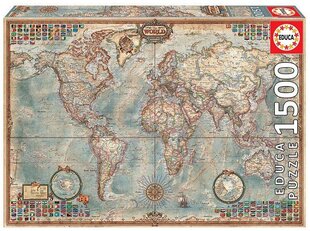 Пазл Карта мира, 1500 деталей цена и информация | Пазлы | pigu.lt