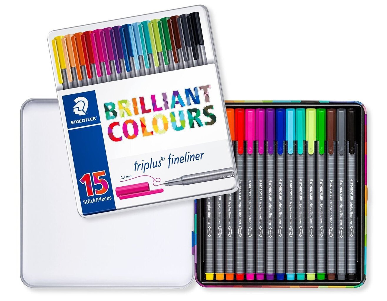 Rašikliai Fineliner, 0.3 mm, 15 spalvų kaina ir informacija | Rašymo priemonės | pigu.lt