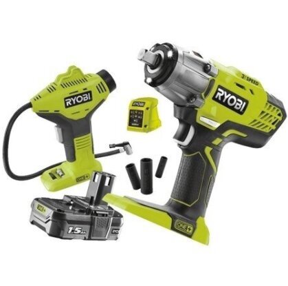 Akumuliatorinis veržliasukis RYOBI R18IWPI-115G 18V +KOMPRESORIUS цена и информация | Suktuvai, gręžtuvai | pigu.lt