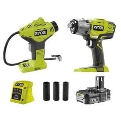 Akumuliatorinis veržliasukis RYOBI R18IWPI-115G 18V +KOMPRESORIUS kaina ir informacija | Suktuvai, gręžtuvai | pigu.lt