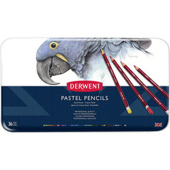 Spalvoti pieštukai Derwent PASTEL PENCILS, 36 sp., metalinė dėžutė цена и информация | Принадлежности для рисования, лепки | pigu.lt