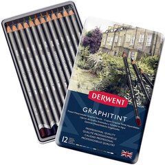 Spalvoti pieštukai Derwent GRAPHITINT, 12 sp., metalinė dėžutė kaina ir informacija | Piešimo, tapybos, lipdymo reikmenys | pigu.lt