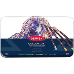 Spalvoti pieštukai Derwent COLOURSOFT, 72 sp., metalinė dėžutė цена и информация | Принадлежности для рисования, лепки | pigu.lt
