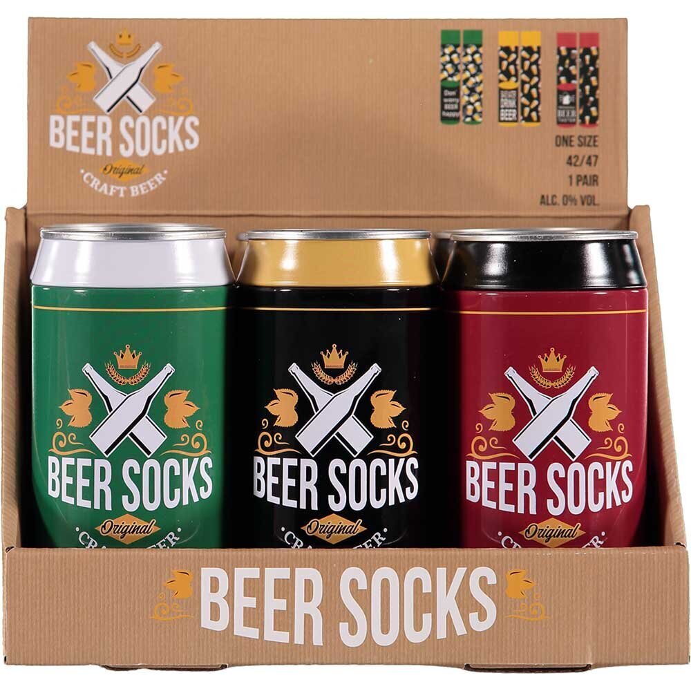 Kojinės vyrams skardinėje Beer socks, juodos kaina ir informacija | Vyriškos kojinės | pigu.lt