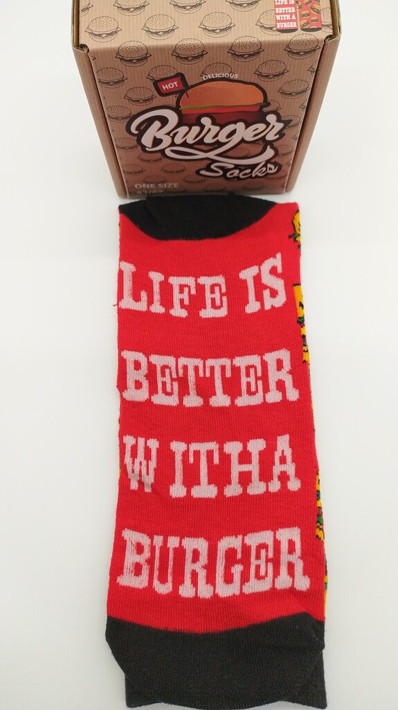 Kojinės vyrams dovanų dėžutėje Burger socks, Life is better with a burger цена и информация | Vyriškos kojinės | pigu.lt