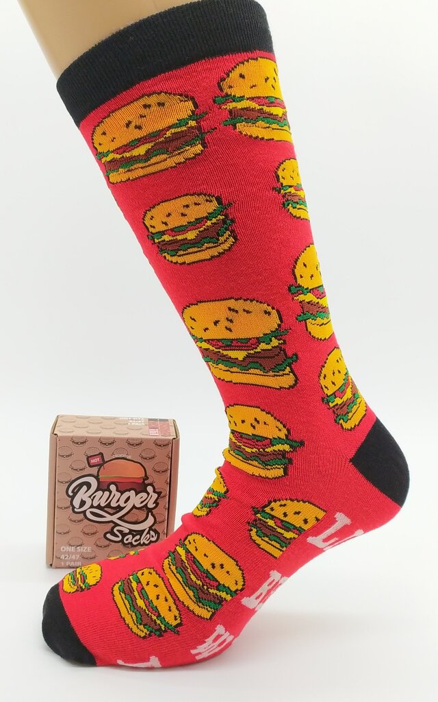Kojinės vyrams dovanų dėžutėje Burger socks, Life is better with a burger kaina ir informacija | Vyriškos kojinės | pigu.lt