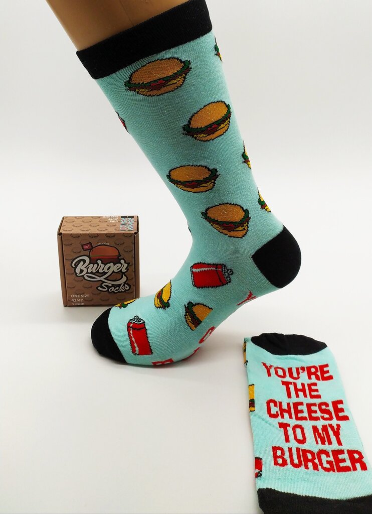 Kojinės vyrams Burger socks, You're the cheese to my burger kaina ir informacija | Vyriškos kojinės | pigu.lt