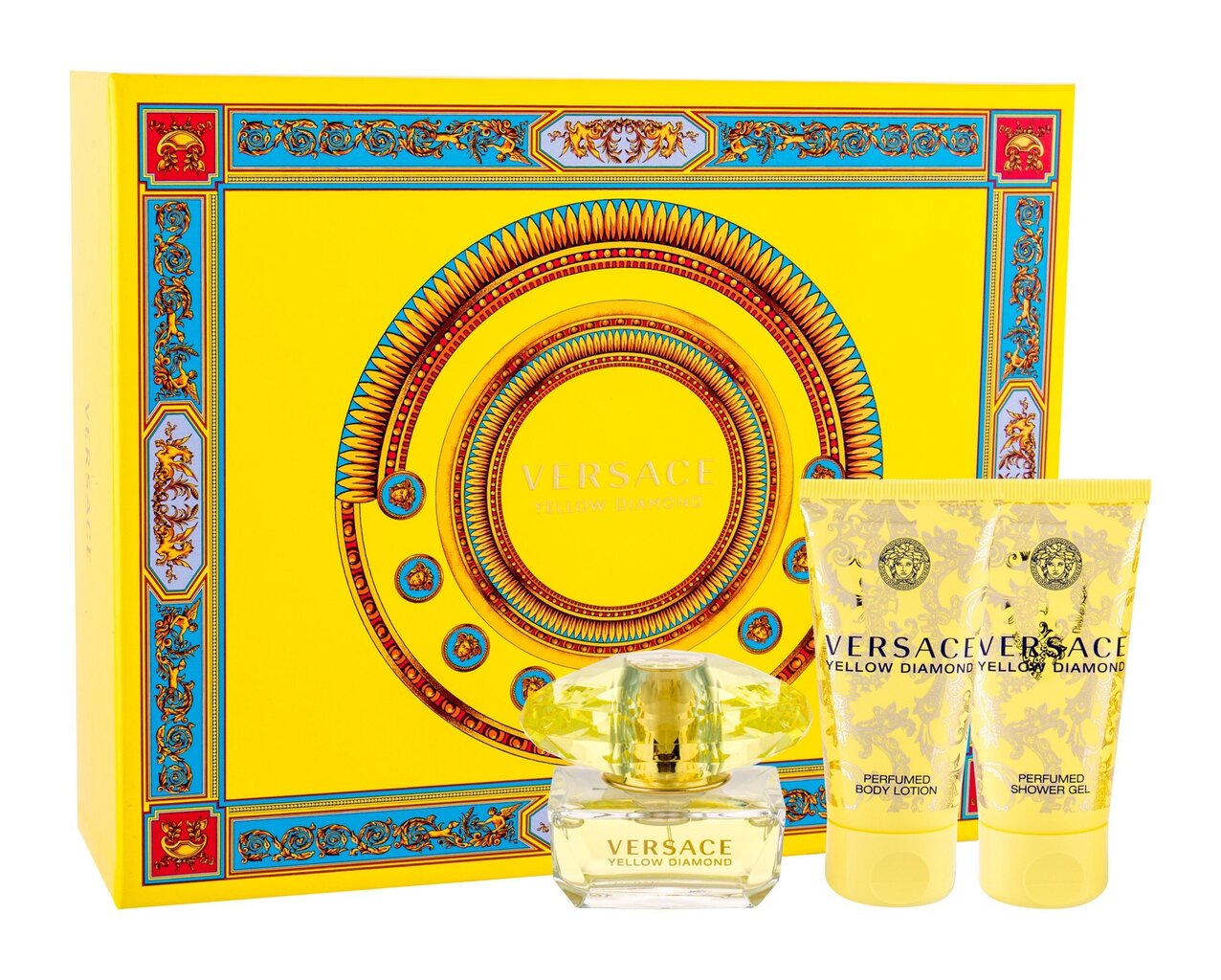 Rinkinys Versace Yellow Diamond: EDT moterims 50 ml + kūno losjonas 50 ml + dušo želė 50 ml kaina ir informacija | Kvepalai moterims | pigu.lt