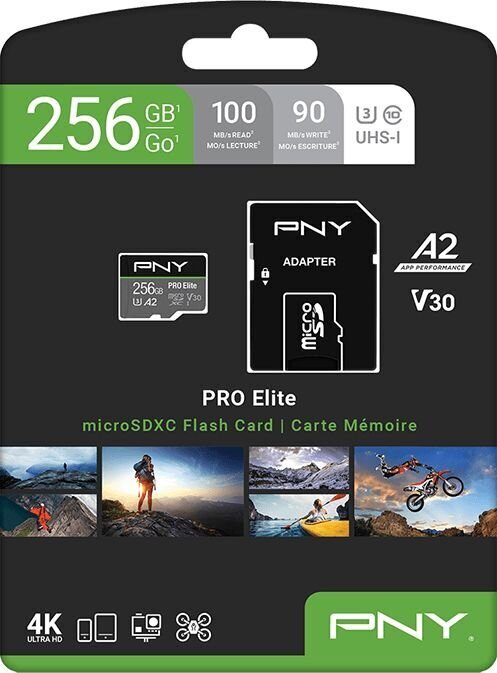 MicroSDXC PNY P-SDU256V32100PRO-GE 256GB цена и информация | Atminties kortelės telefonams | pigu.lt