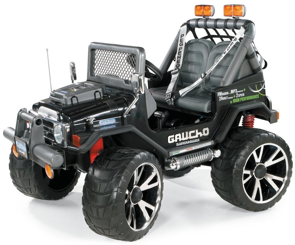 Dvivietis vaikiškas elektromobilis Peg Perego Gaucho Superpower 24V, juodas цена и информация | Elektromobiliai vaikams | pigu.lt