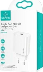 Usams CC131TC02 сетевое зарядное устройство USB-C / 20W / 3A белое цена и информация | Зарядные устройства для телефонов | pigu.lt