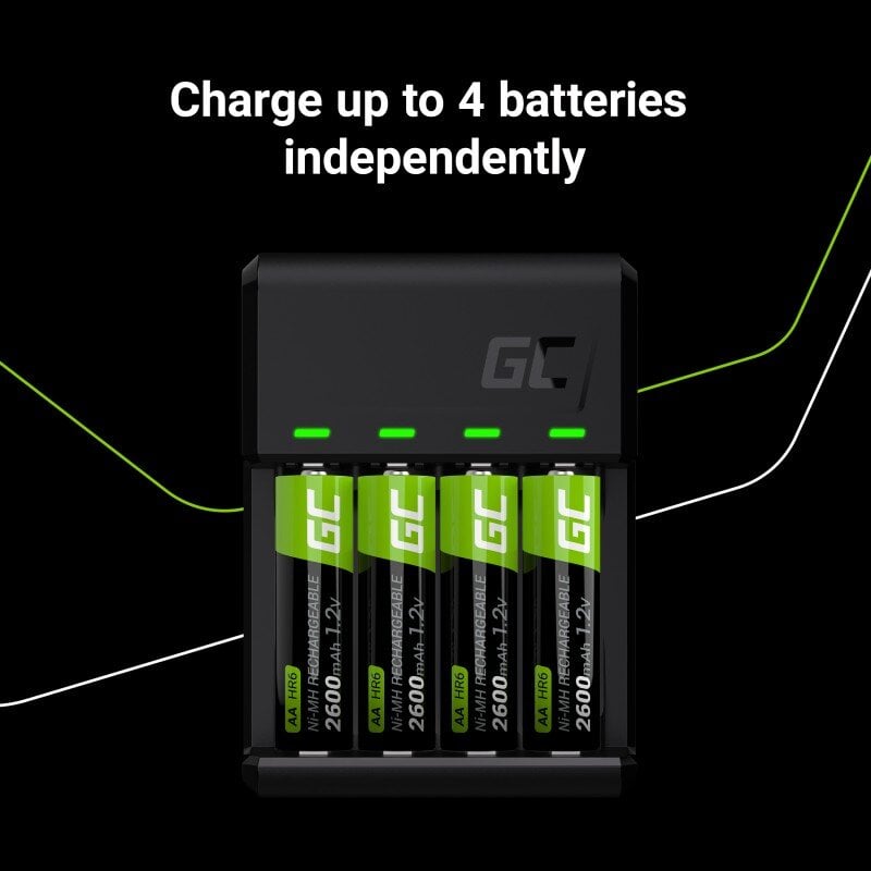 Green Cell VitalCharger įkroviklis 4x Baterijos AA 2000mAh цена и информация | Fotoaparatų krovikliai | pigu.lt