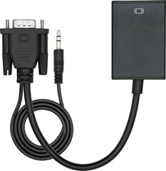 Adapter AV ProXtend D-Sub (VGA) - HDMI + Jack 3.5mm czarny kaina ir informacija | Adapteriai, USB šakotuvai | pigu.lt