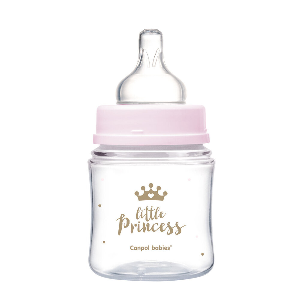 Plataus kaklelio buteliukas Canpol Babies, Anti-colic PP Easy Start Royal Baby, 120 ml, 35/233, pink kaina ir informacija | Buteliukai kūdikiams ir jų priedai | pigu.lt