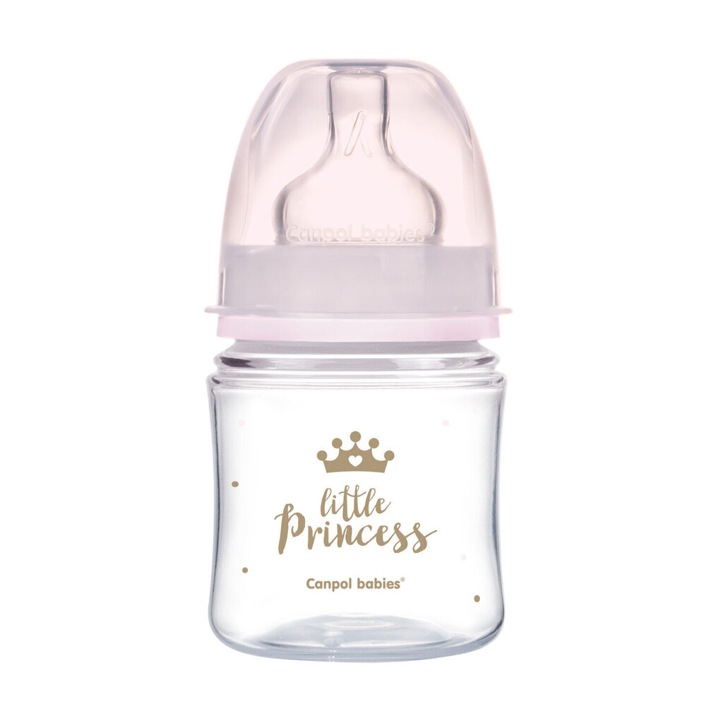 Plataus kaklelio buteliukas Canpol Babies, Anti-colic PP Easy Start Royal Baby, 120 ml, 35/233, pink kaina ir informacija | Buteliukai kūdikiams ir jų priedai | pigu.lt