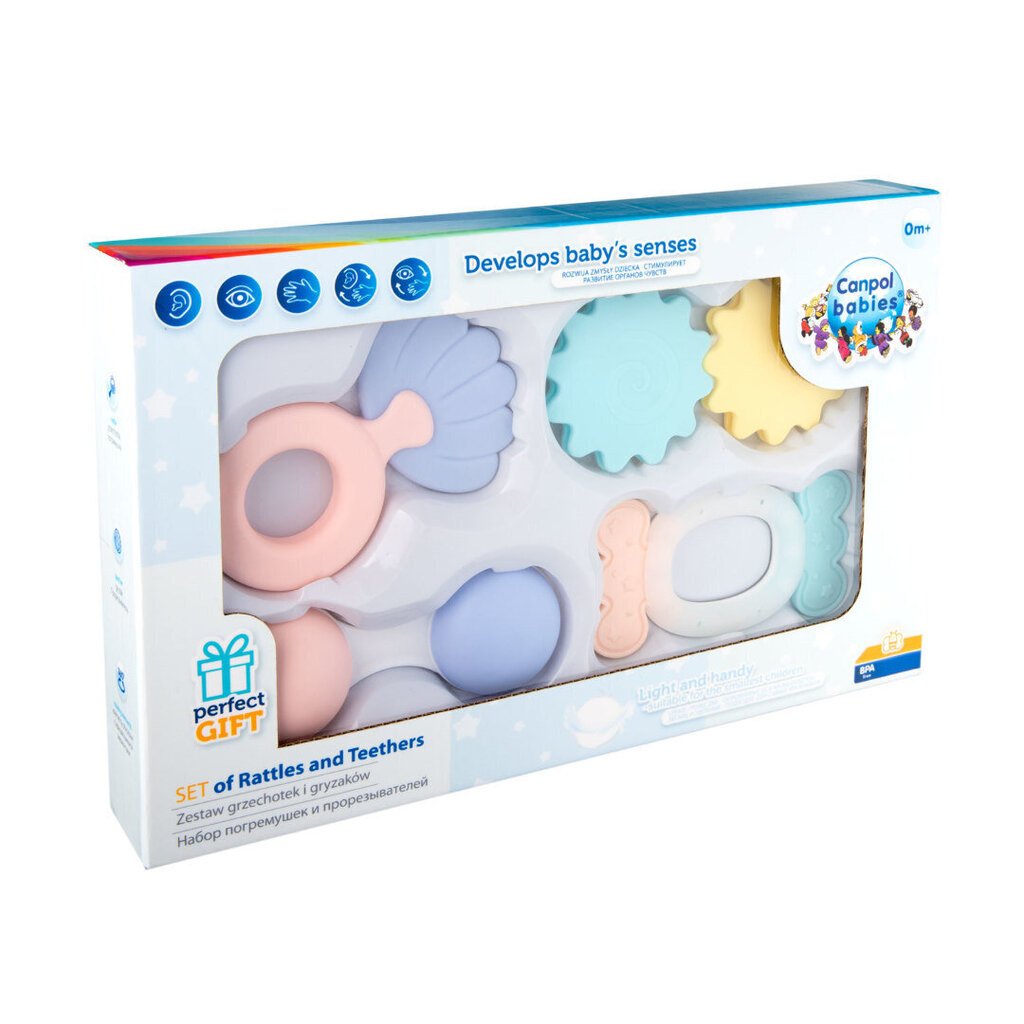 Barškučių-kramtukų rinkinys Canpol Babies Pastel, 79/401 kaina ir informacija | Žaislai kūdikiams | pigu.lt