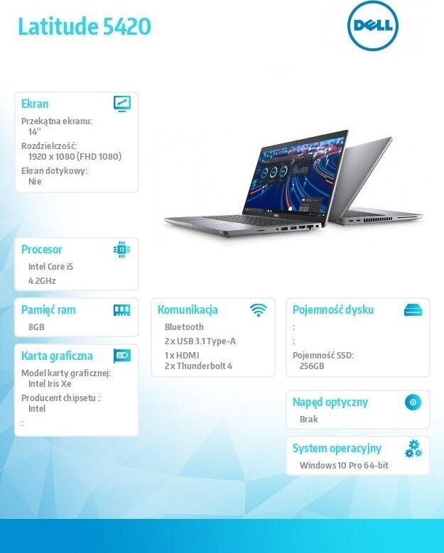 Dell Latitude 5420 (S005L542014PL) kaina ir informacija | Nešiojami kompiuteriai | pigu.lt