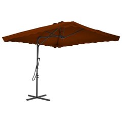 Lauko skėtis su plieniniu stulpu, 250x250x230 cm, terakota spalvos цена и информация | Зонты, маркизы, стойки | pigu.lt