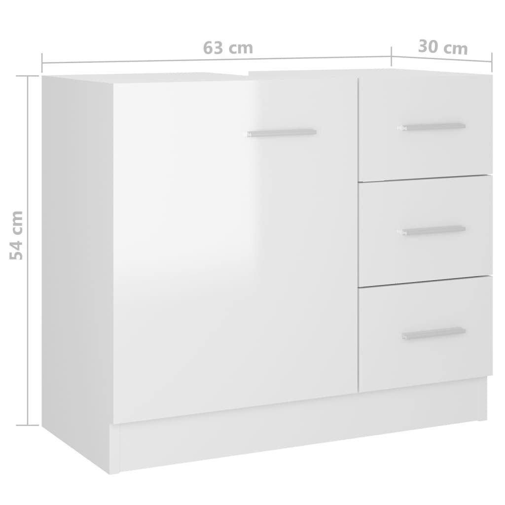 Spintelė praustuvui, 63x30x54 cm, balta цена и информация | Vonios komplektai | pigu.lt