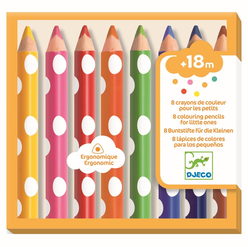 Spalvinimo pieštukai mažiesiems Djeco, 8vnt., DJ09004 kaina ir informacija | Piešimo, tapybos, lipdymo reikmenys | pigu.lt