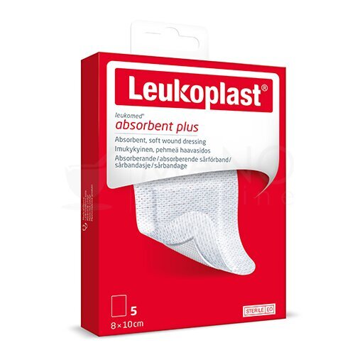 Leukoplast Leukomed Absorbent Plus Sterilus lipnus absorbuojantis tvarstis 8x10cm N5 kaina ir informacija | Slaugos prekės | pigu.lt