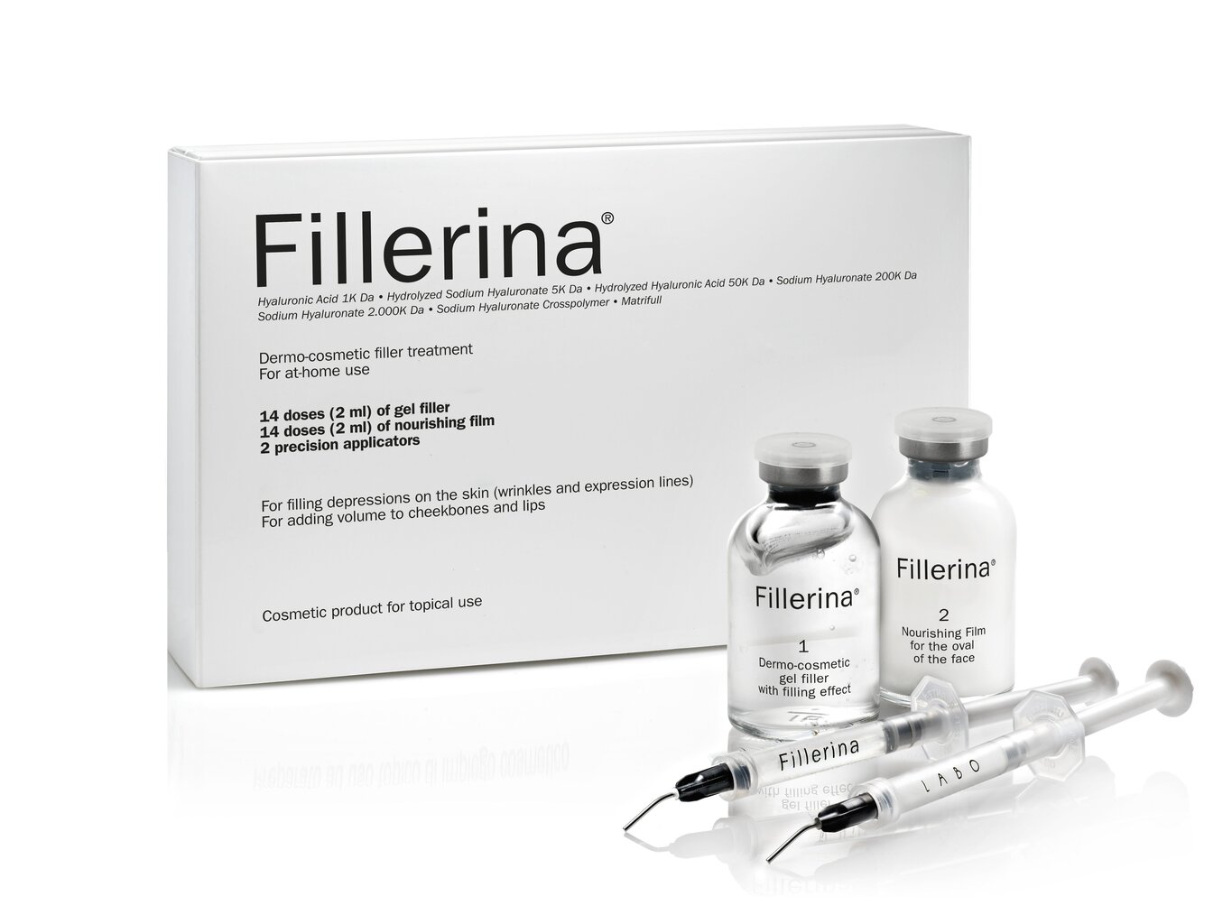 Fillerina dermatologinio kosmetinio užpildo rinkinys su 6 hialurono rūgštimis ir peptidais, 3 lygis, 60 ml kaina ir informacija | Veido aliejai, serumai | pigu.lt