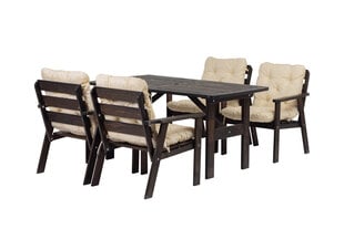 Lauko baldų komplektas: stalas ir 4 kėdės, pilkas su pilkomis pagalvėmis kaina ir informacija | Lauko baldų komplektai | pigu.lt