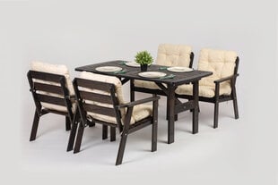 Lauko baldų komplektas: stalas ir 4 kėdės, pilkas su pilkomis pagalvėmis kaina ir informacija | Lauko baldų komplektai | pigu.lt