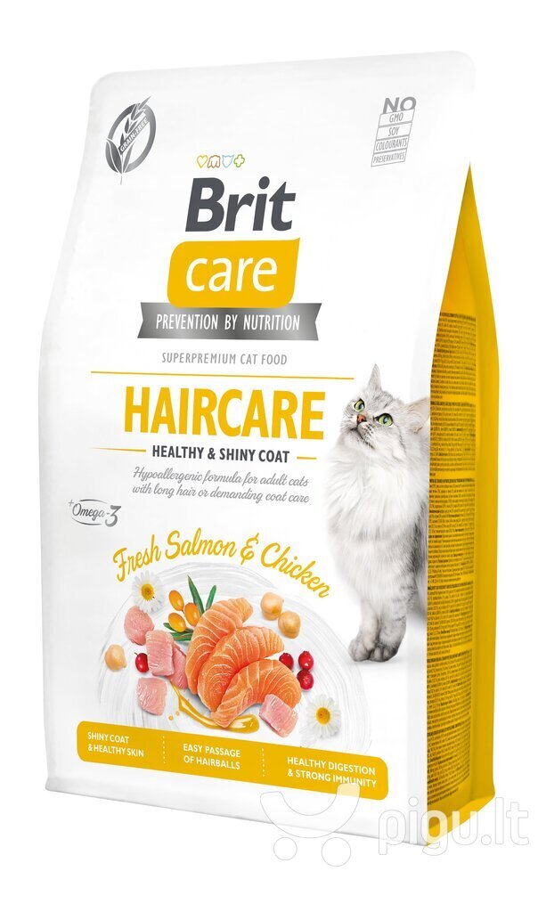 Brit Care begrūdis maistas katėms su ypatinga kailio priežiūra, 400 g kaina ir informacija | Sausas maistas katėms | pigu.lt